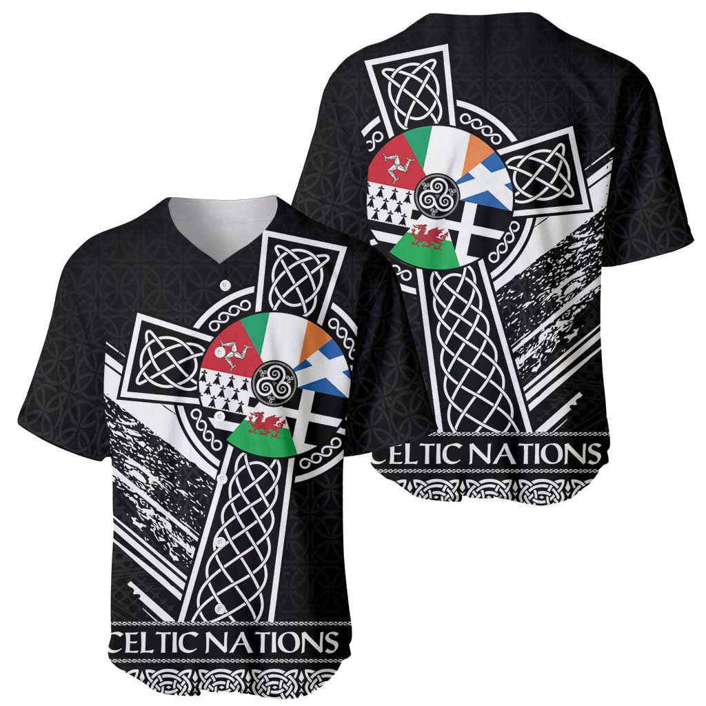 Cross Celtic Nations Baseball Jersey Six Celtic Countries Grunge Style - Wonder Print Shop