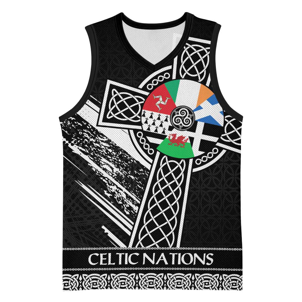 Cross Celtic Nations Basketball Jersey Six Celtic Countries Grunge Style - Wonder Print Shop