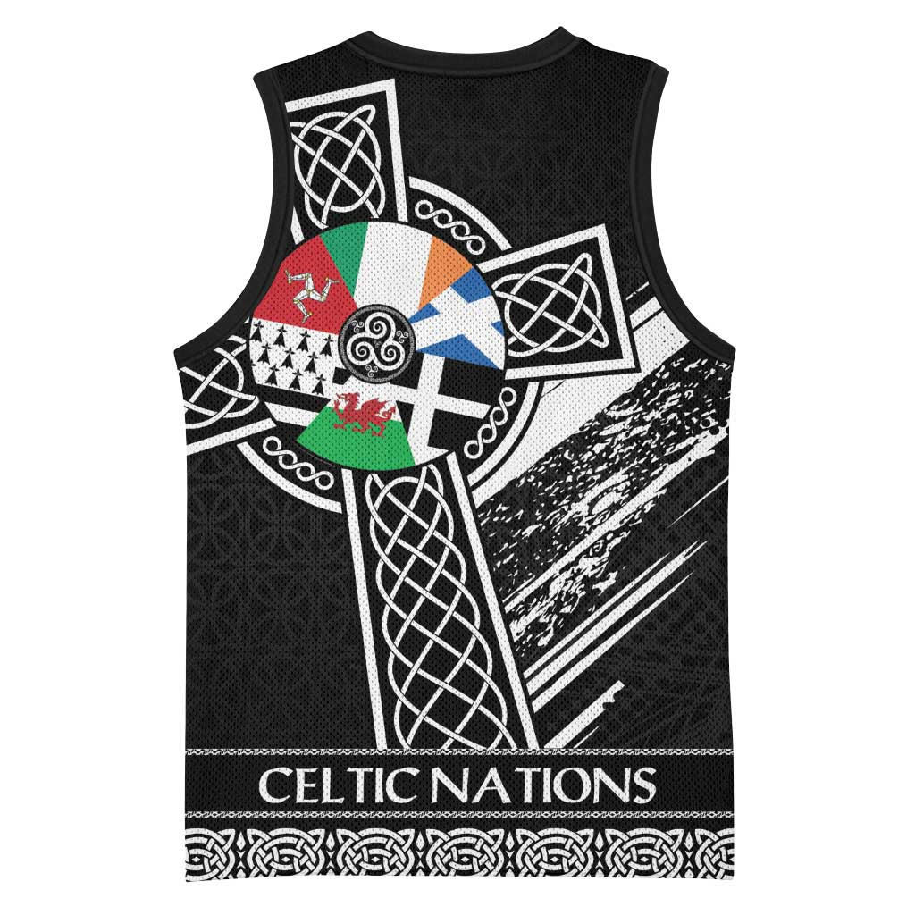Cross Celtic Nations Basketball Jersey Six Celtic Countries Grunge Style - Wonder Print Shop