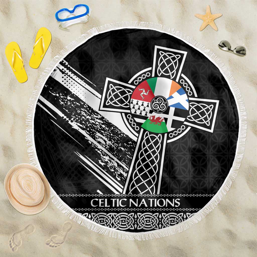 Cross Celtic Nations Beach Blanket Six Celtic Countries Grunge Style - Wonder Print Shop