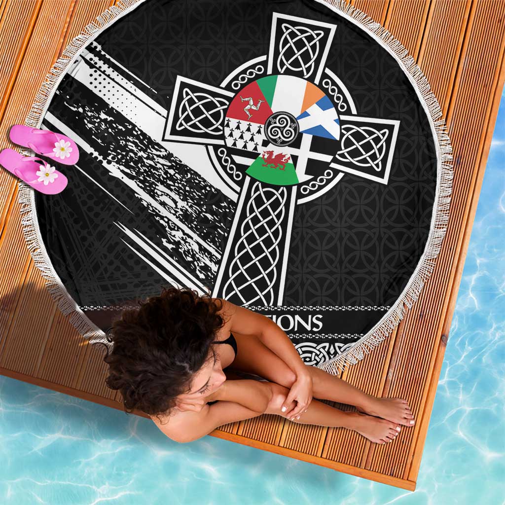 Cross Celtic Nations Beach Blanket Six Celtic Countries Grunge Style - Wonder Print Shop