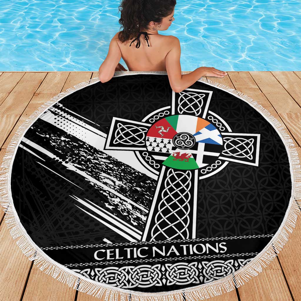 Cross Celtic Nations Beach Blanket Six Celtic Countries Grunge Style - Wonder Print Shop
