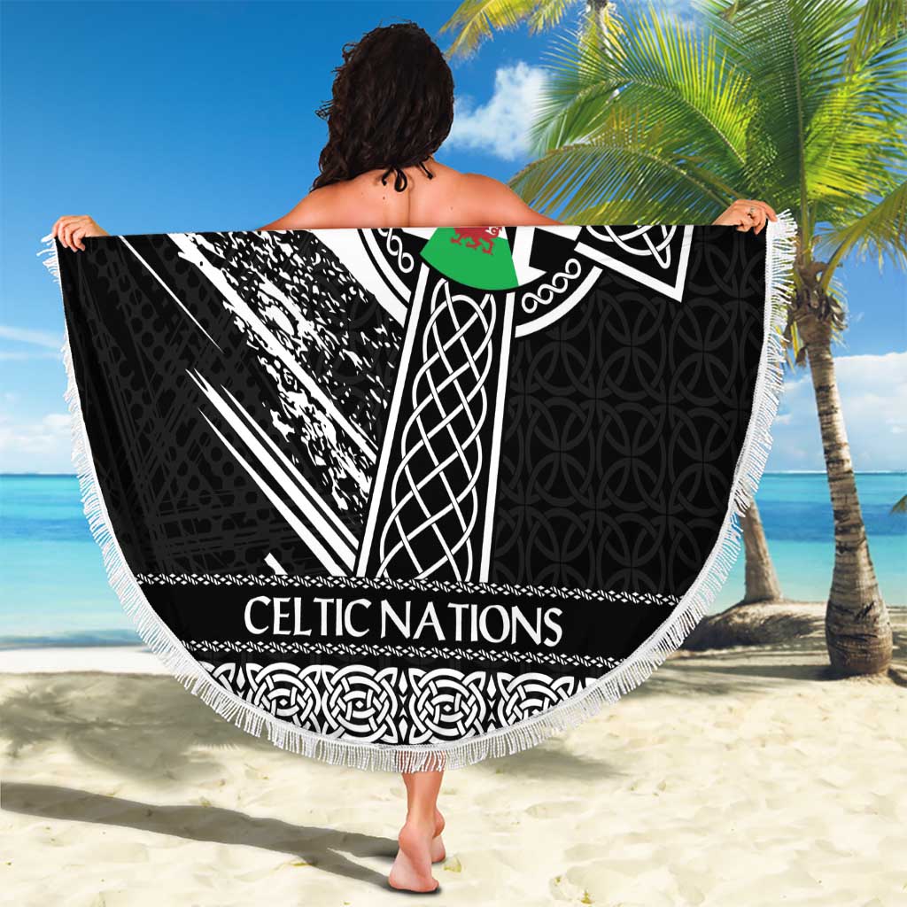 Cross Celtic Nations Beach Blanket Six Celtic Countries Grunge Style - Wonder Print Shop