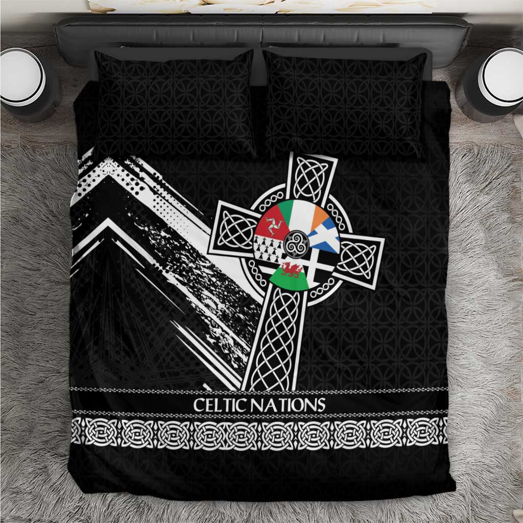 Cross Celtic Nations Bedding Set Six Celtic Countries Grunge Style - Wonder Print Shop