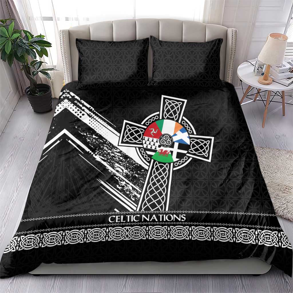 Cross Celtic Nations Bedding Set Six Celtic Countries Grunge Style - Wonder Print Shop