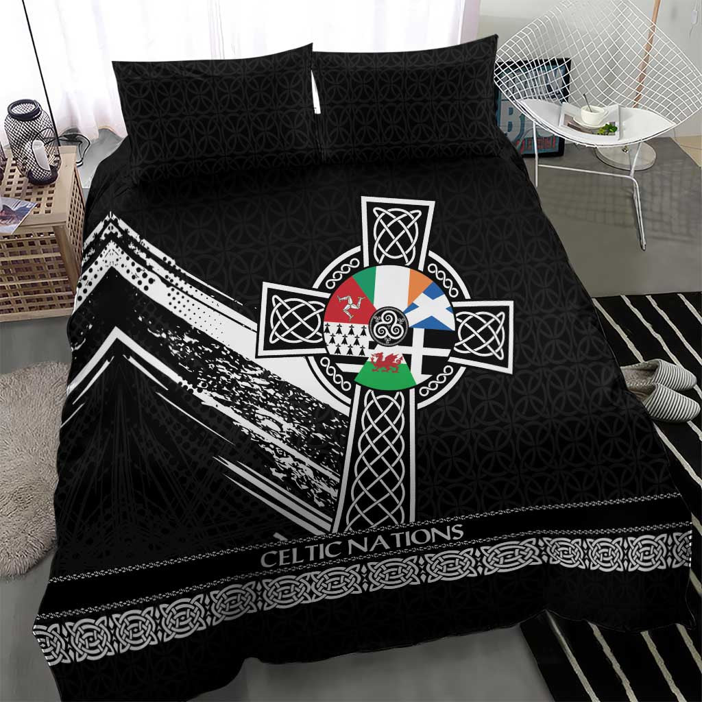 Cross Celtic Nations Bedding Set Six Celtic Countries Grunge Style - Wonder Print Shop