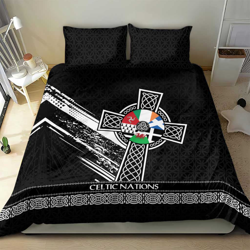 Cross Celtic Nations Bedding Set Six Celtic Countries Grunge Style - Wonder Print Shop