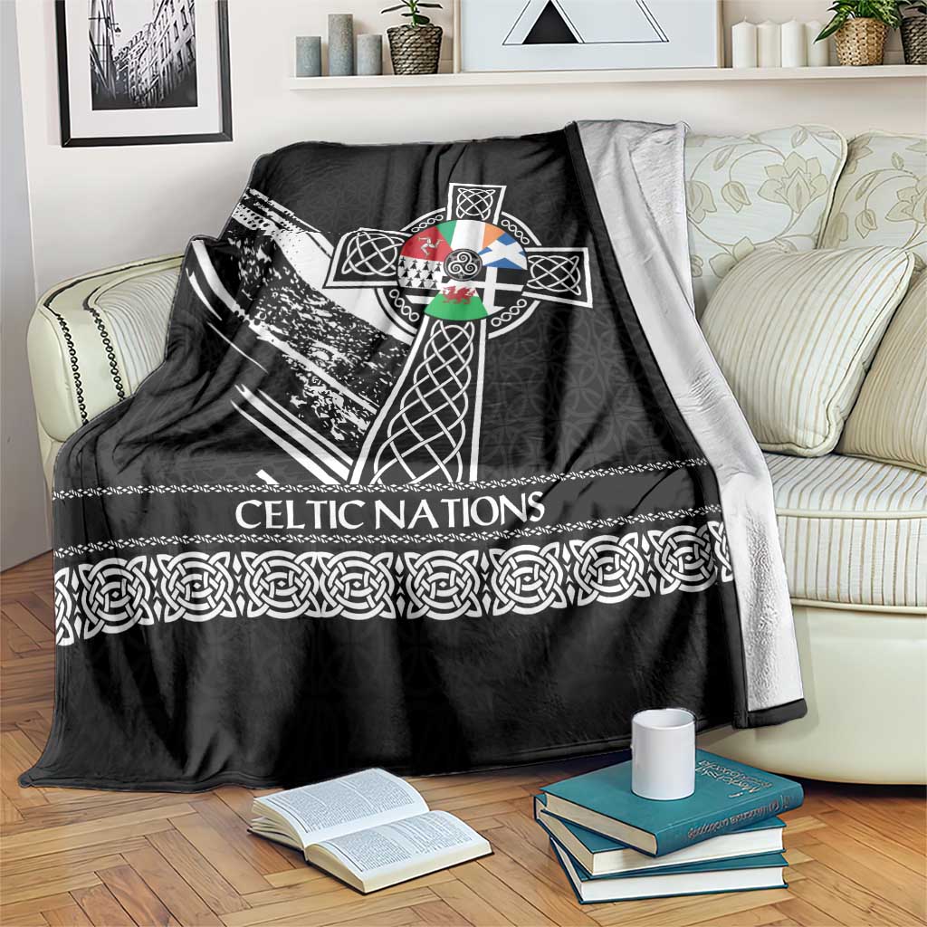 Cross Celtic Nations Blanket Six Celtic Countries Grunge Style - Wonder Print Shop