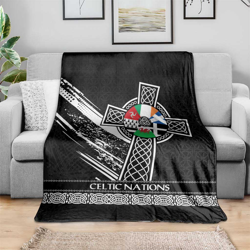 Cross Celtic Nations Blanket Six Celtic Countries Grunge Style - Wonder Print Shop