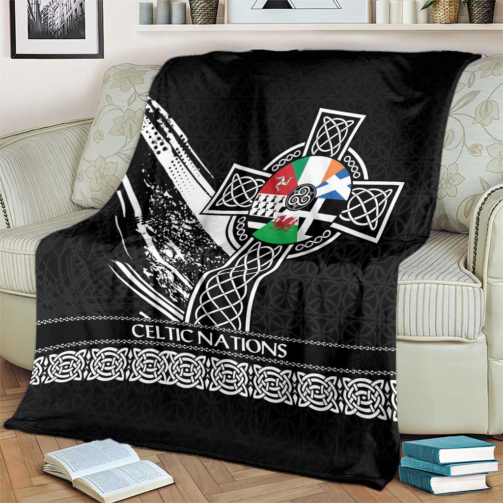 Cross Celtic Nations Blanket Six Celtic Countries Grunge Style - Wonder Print Shop