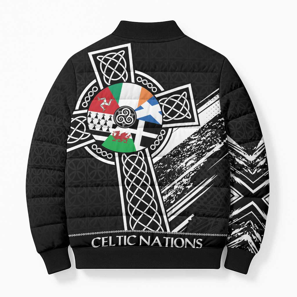 Cross Celtic Nations Bomber Puffer Jacket Six Celtic Countries Grunge Style - Wonder Print Shop