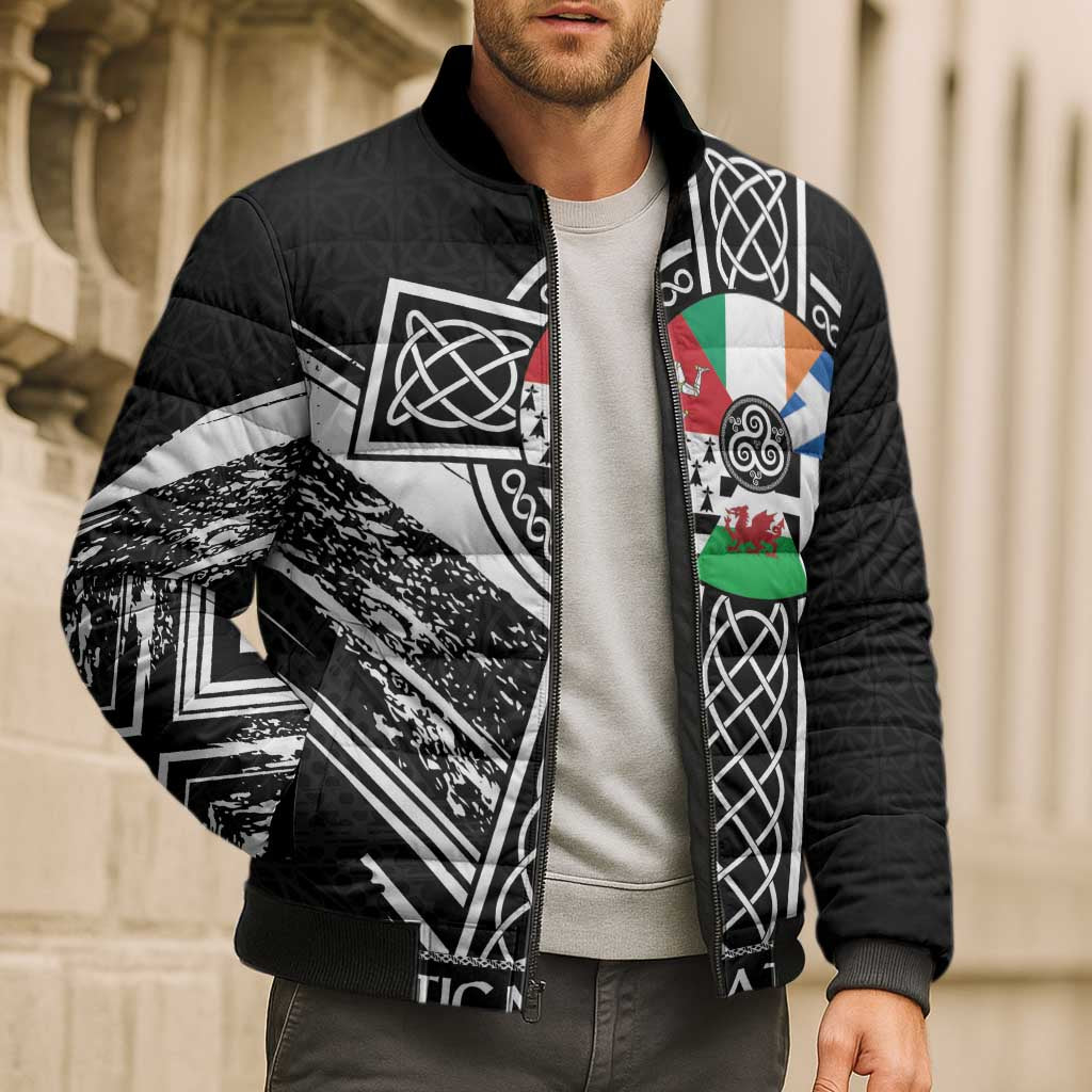 Cross Celtic Nations Bomber Puffer Jacket Six Celtic Countries Grunge Style - Wonder Print Shop