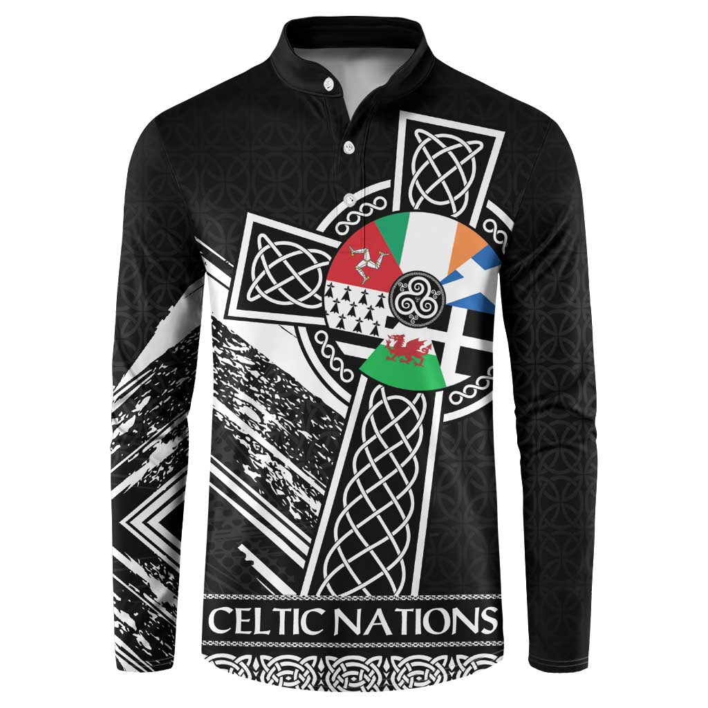 Cross Celtic Nations Button Sweatshirt Six Celtic Countries Grunge Style - Wonder Print Shop