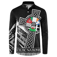 Cross Celtic Nations Button Sweatshirt Six Celtic Countries Grunge Style - Wonder Print Shop