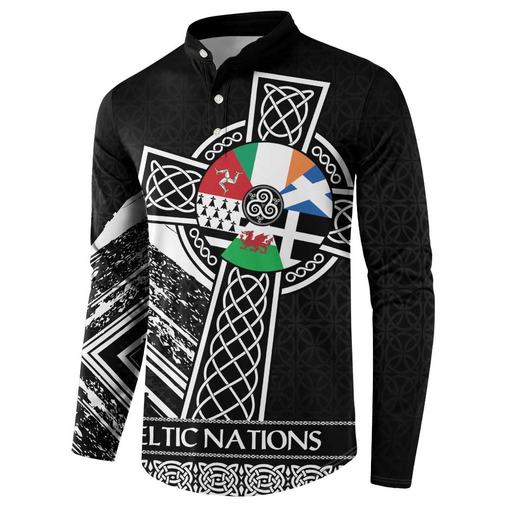 Cross Celtic Nations Button Sweatshirt Six Celtic Countries Grunge Style - Wonder Print Shop