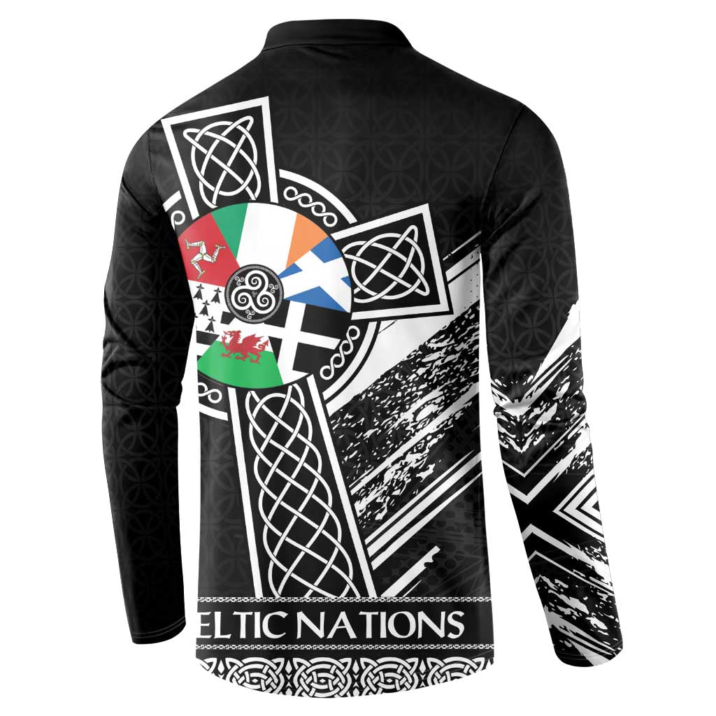 Cross Celtic Nations Button Sweatshirt Six Celtic Countries Grunge Style - Wonder Print Shop