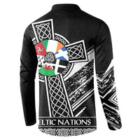 Cross Celtic Nations Button Sweatshirt Six Celtic Countries Grunge Style - Wonder Print Shop