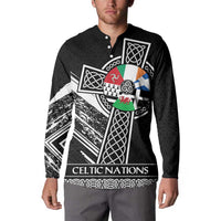 Cross Celtic Nations Button Sweatshirt Six Celtic Countries Grunge Style - Wonder Print Shop
