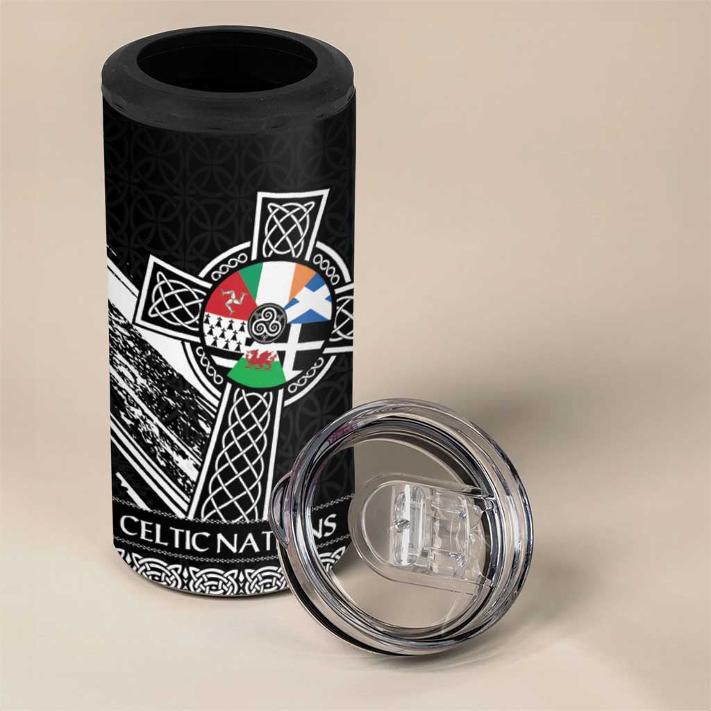 Cross Celtic Nations 4 in 1 Can Cooler Tumbler Six Celtic Countries Grunge Style - Wonder Print Shop