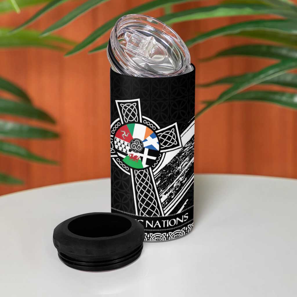 Cross Celtic Nations 4 in 1 Can Cooler Tumbler Six Celtic Countries Grunge Style - Wonder Print Shop