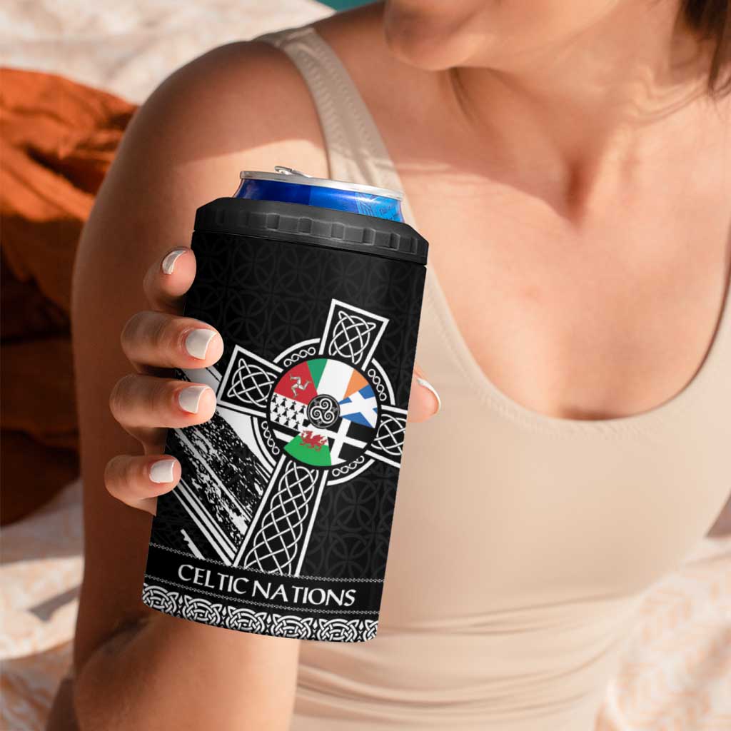Cross Celtic Nations 4 in 1 Can Cooler Tumbler Six Celtic Countries Grunge Style - Wonder Print Shop
