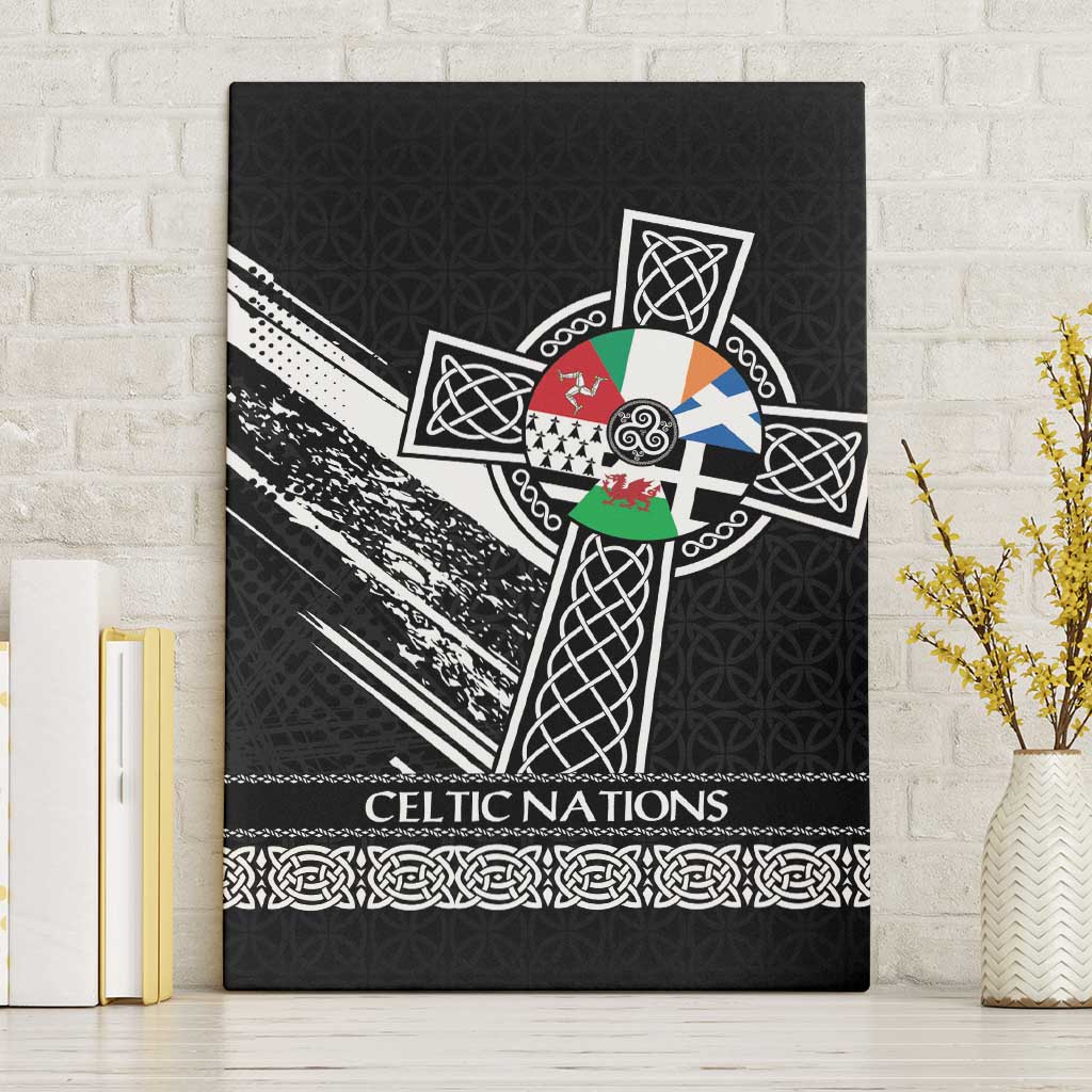 Cross Celtic Nations Canvas Wall Art Six Celtic Countries Grunge Style - Wonder Print Shop