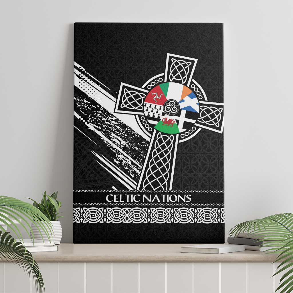 Cross Celtic Nations Canvas Wall Art Six Celtic Countries Grunge Style - Wonder Print Shop