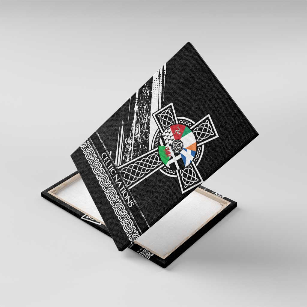 Cross Celtic Nations Canvas Wall Art Six Celtic Countries Grunge Style - Wonder Print Shop