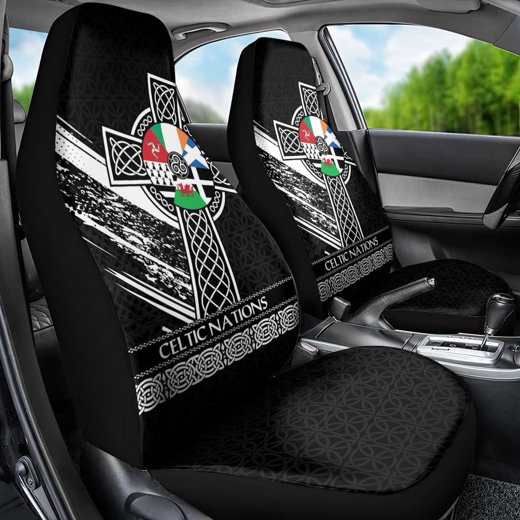 Cross Celtic Nations Car Seat Cover Six Celtic Countries Grunge Style - Wonder Print Shop