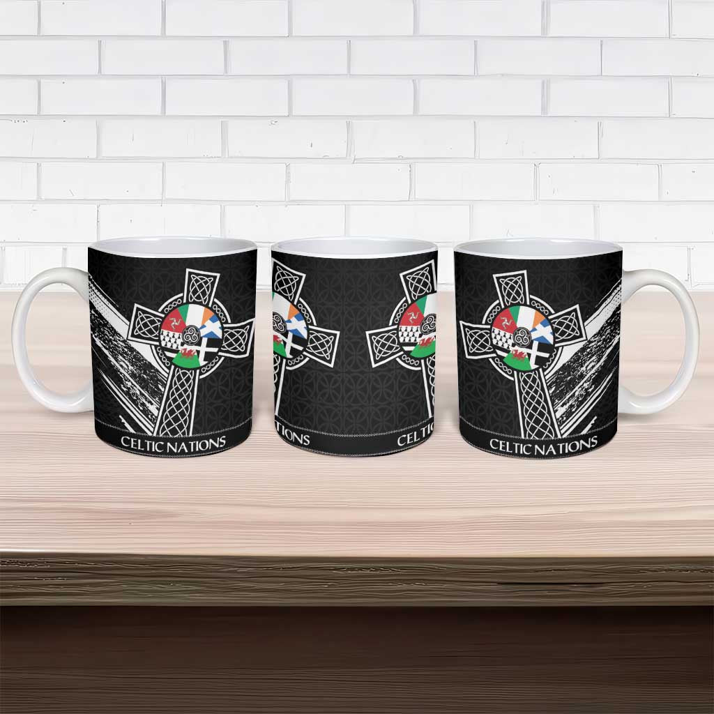 Cross Celtic Nations Ceramic Mug Six Celtic Countries Grunge Style - Wonder Print Shop