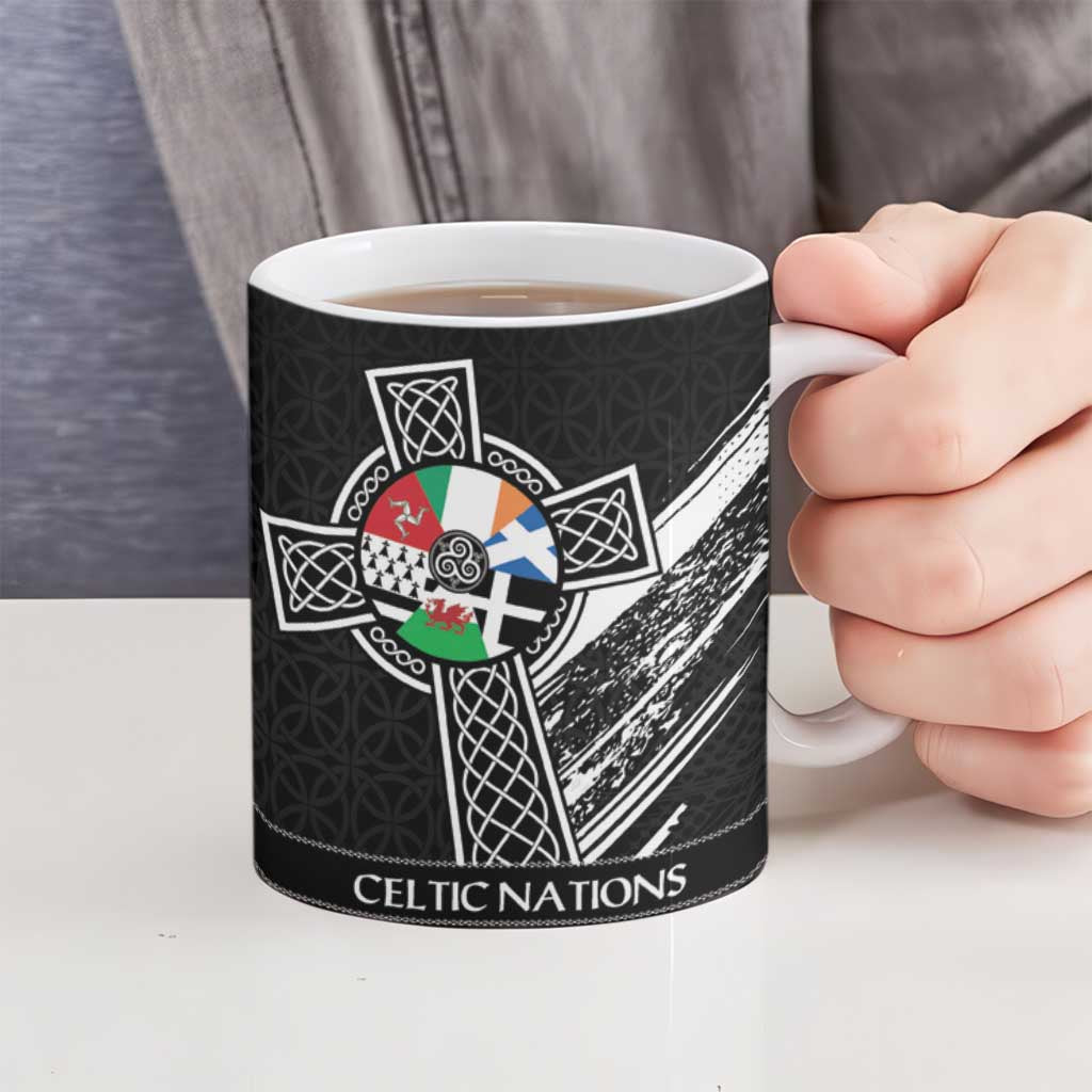 Cross Celtic Nations Ceramic Mug Six Celtic Countries Grunge Style - Wonder Print Shop