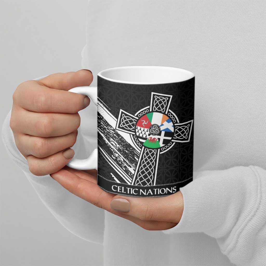 Cross Celtic Nations Ceramic Mug Six Celtic Countries Grunge Style - Wonder Print Shop