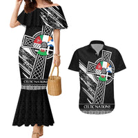 Cross Celtic Nations Couples Matching Mermaid Dress and Hawaiian Shirt Six Celtic Countries Grunge Style - Wonder Print Shop