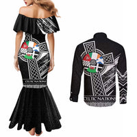 Cross Celtic Nations Couples Matching Mermaid Dress and Long Sleeve Button Shirt Six Celtic Countries Grunge Style - Wonder Print Shop