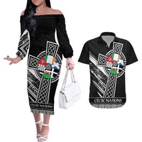 Cross Celtic Nations Couples Matching Off The Shoulder Long Sleeve Dress and Hawaiian Shirt Six Celtic Countries Grunge Style - Wonder Print Shop