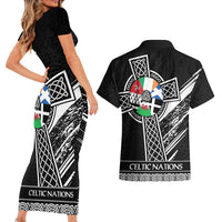 Cross Celtic Nations Couples Matching Short Sleeve Bodycon Dress and Hawaiian Shirt Six Celtic Countries Grunge Style - Wonder Print Shop