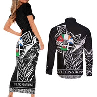 Cross Celtic Nations Couples Matching Short Sleeve Bodycon Dress and Long Sleeve Button Shirt Six Celtic Countries Grunge Style - Wonder Print Shop