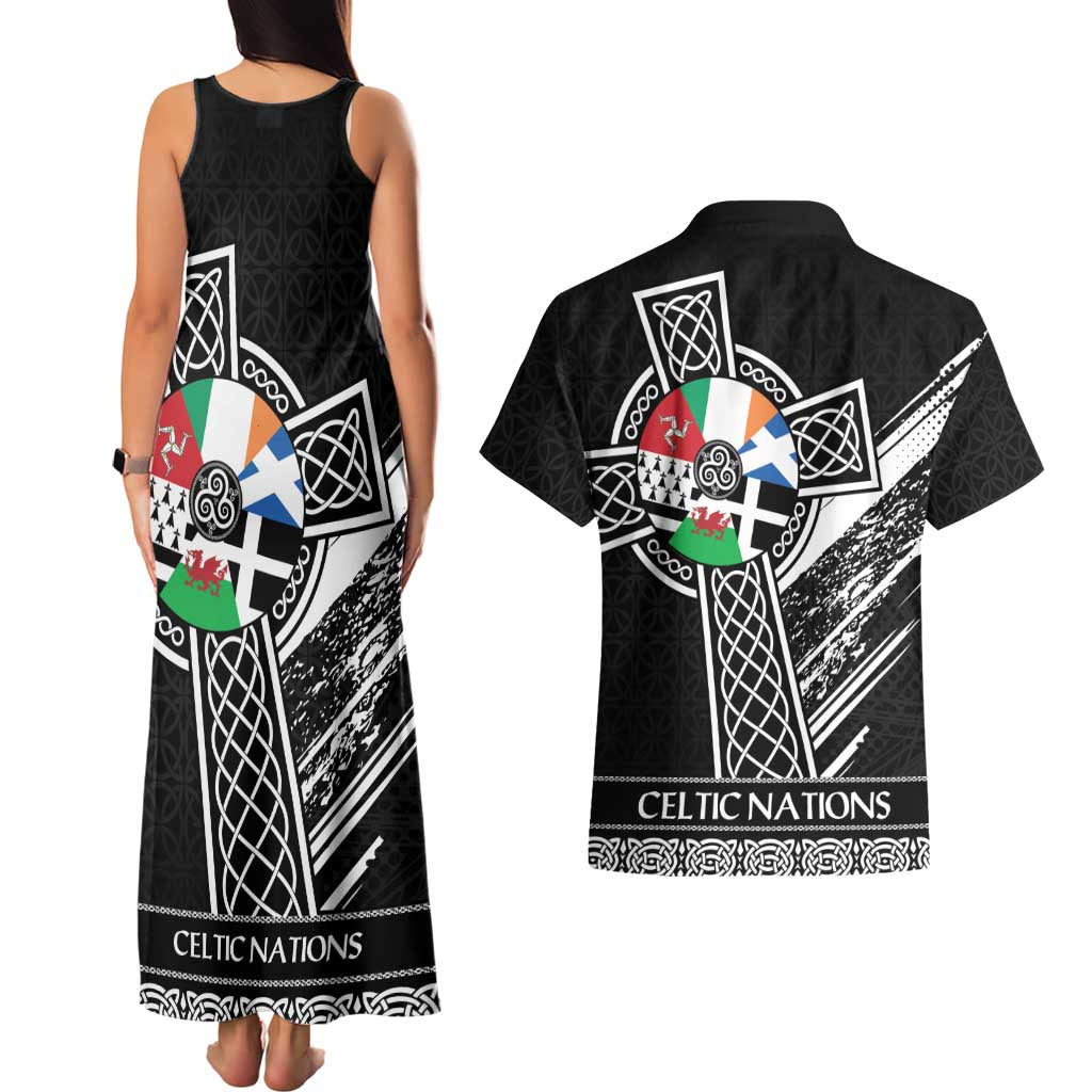 Cross Celtic Nations Couples Matching Tank Maxi Dress and Hawaiian Shirt Six Celtic Countries Grunge Style - Wonder Print Shop