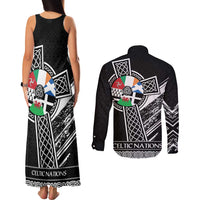 Cross Celtic Nations Couples Matching Tank Maxi Dress and Long Sleeve Button Shirt Six Celtic Countries Grunge Style - Wonder Print Shop