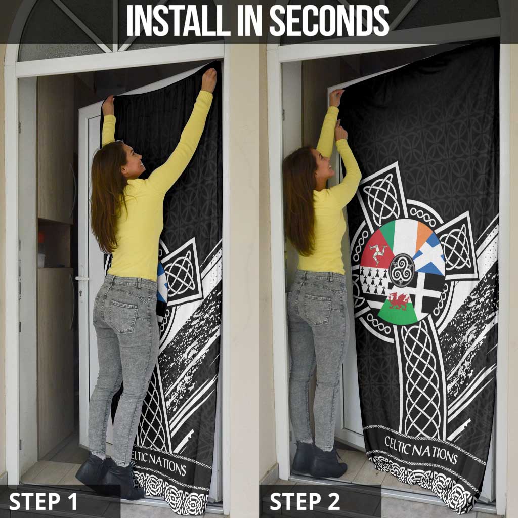 Cross Celtic Nations Door Cover Six Celtic Countries Grunge Style - Wonder Print Shop