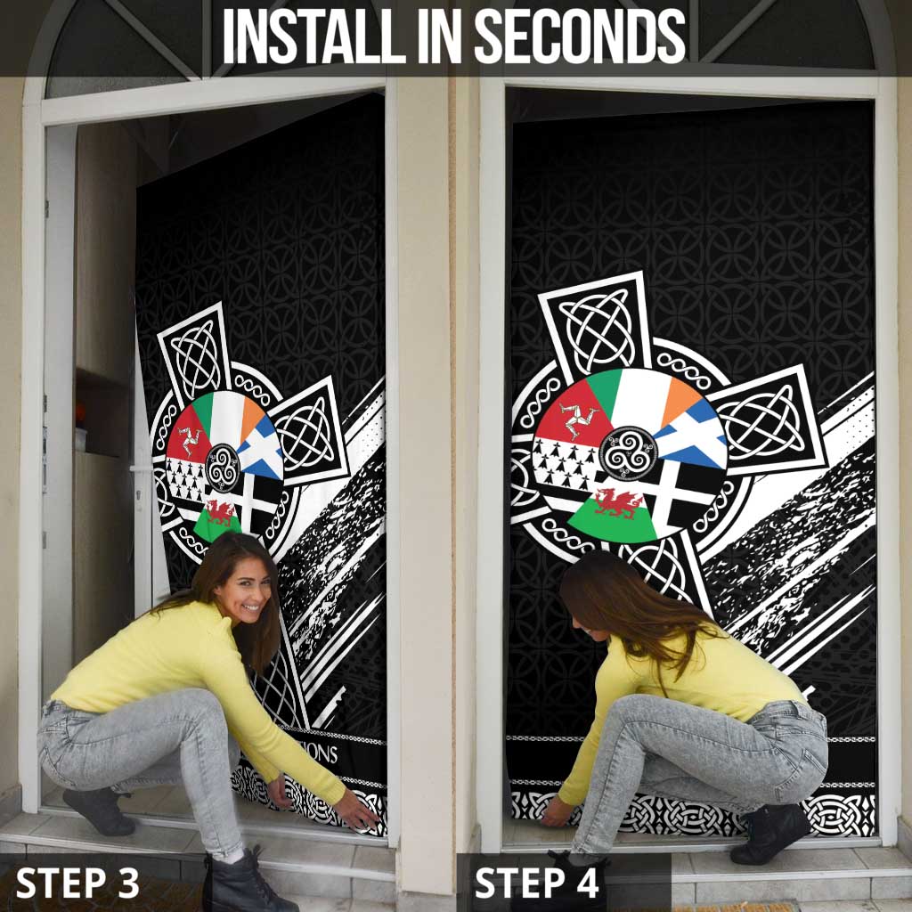 Cross Celtic Nations Door Cover Six Celtic Countries Grunge Style - Wonder Print Shop