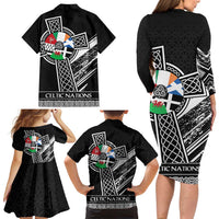 Cross Celtic Nations Family Matching Long Sleeve Bodycon Dress and Hawaiian Shirt Six Celtic Countries Grunge Style - Wonder Print Shop