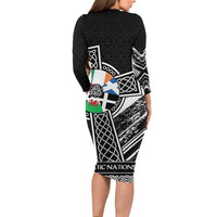 Cross Celtic Nations Family Matching Long Sleeve Bodycon Dress and Hawaiian Shirt Six Celtic Countries Grunge Style - Wonder Print Shop