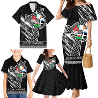 Cross Celtic Nations Family Matching Mermaid Dress and Hawaiian Shirt Six Celtic Countries Grunge Style - Wonder Print Shop