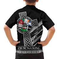 Cross Celtic Nations Family Matching Off The Shoulder Long Sleeve Dress and Hawaiian Shirt Six Celtic Countries Grunge Style - Wonder Print Shop