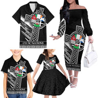 Cross Celtic Nations Family Matching Off The Shoulder Long Sleeve Dress and Hawaiian Shirt Six Celtic Countries Grunge Style - Wonder Print Shop