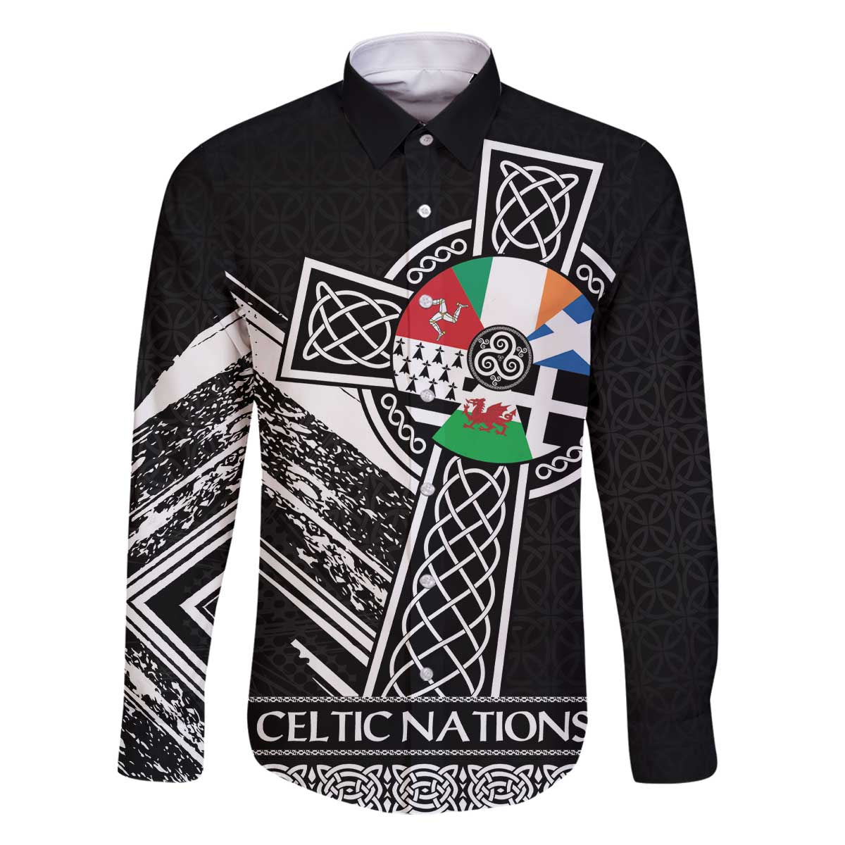 Cross Celtic Nations Family Matching Off The Shoulder Long Sleeve Dress and Hawaiian Shirt Six Celtic Countries Grunge Style - Wonder Print Shop