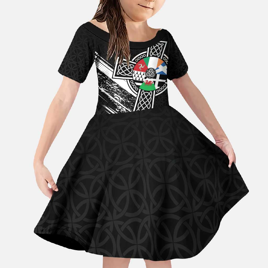 Cross Celtic Nations Family Matching Off Shoulder Maxi Dress and Hawaiian Shirt Six Celtic Countries Grunge Style - Wonder Print Shop