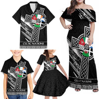 Cross Celtic Nations Family Matching Off Shoulder Maxi Dress and Hawaiian Shirt Six Celtic Countries Grunge Style - Wonder Print Shop
