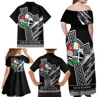 Cross Celtic Nations Family Matching Off Shoulder Maxi Dress and Hawaiian Shirt Six Celtic Countries Grunge Style - Wonder Print Shop